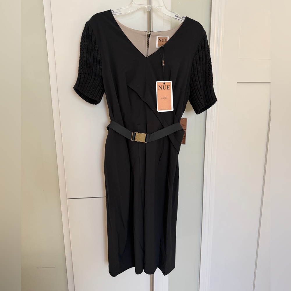 Nue by Shani Black Midi Dress with Belt